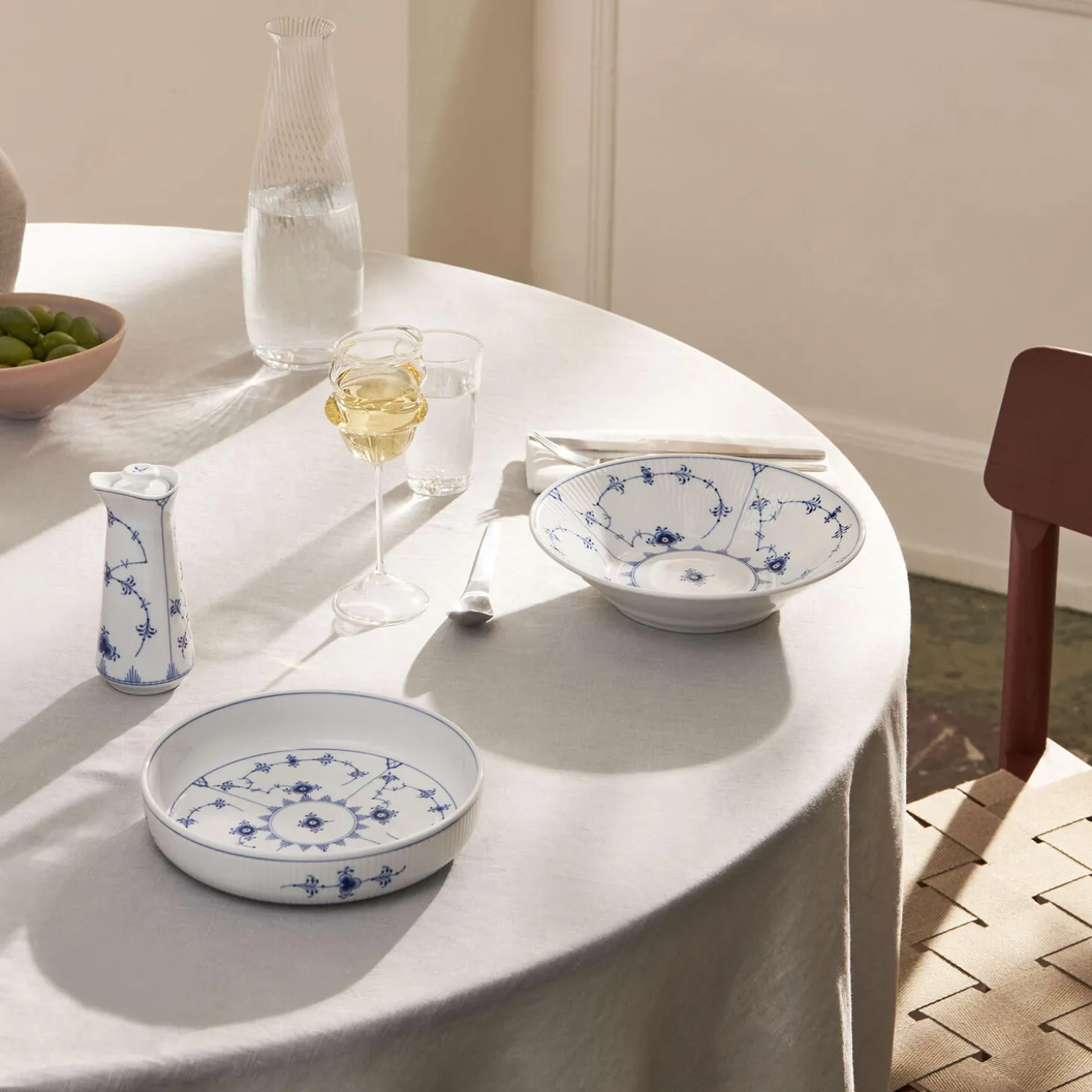 Musselmalet Riflet rundt ovnfast fad Ø 18,5 cm