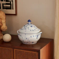 Musselmalet Riflet terrin med låg 460 cl