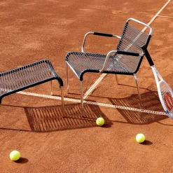 Mya Outdoor Lounge Chair with Armrests, black