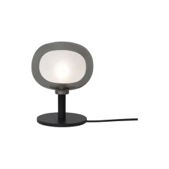 NABILA bordlampe, mat sort/sort krom/røget glas