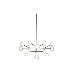 NABILA lysekrone, mat sort/børstet messing/klart glas