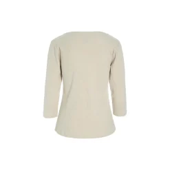 Naibu rib bluse med 3/4 ærme, ivory
