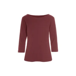 Naibu rib bluse med 3/4 ærme, maroon