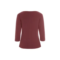 Naibu rib bluse med 3/4 ærme, maroon