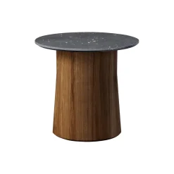 Niveau sofabord Ø 45 cm, Black Marquina/oiled stained ash