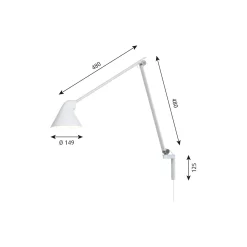 NJP lang væglampe, hvid