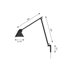 NJP lang væglampe, sort