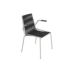 Noel Armrest Chair, steel/black linen
