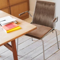 Noel Armrest Chair, steel/black linen