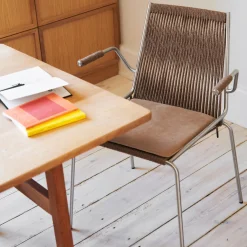 Noel Armrest Chair, steel/dark grey wool