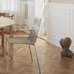 Noel Armrest Chair, steel/nature linen