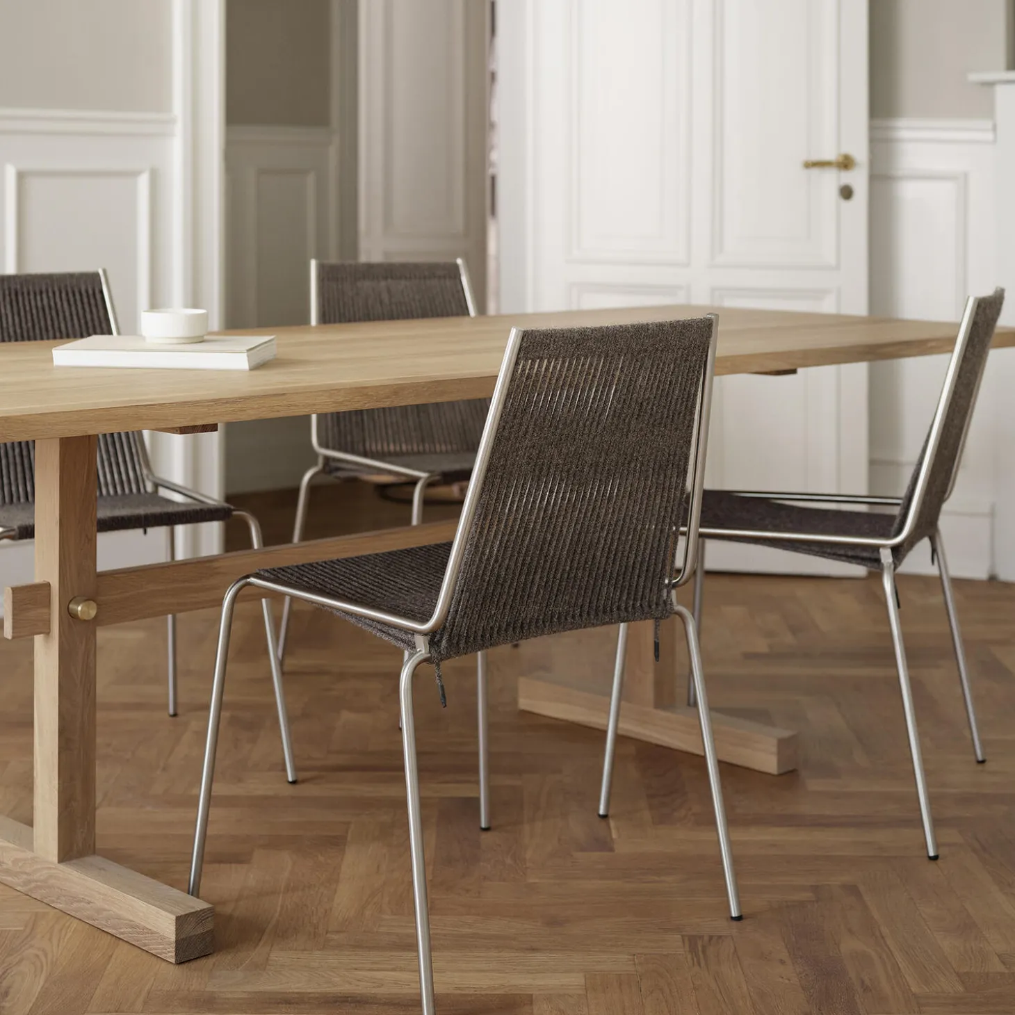 Noel Chair, steel/dark grey wool