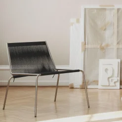 Noel Lounge Chair, steel/black linen