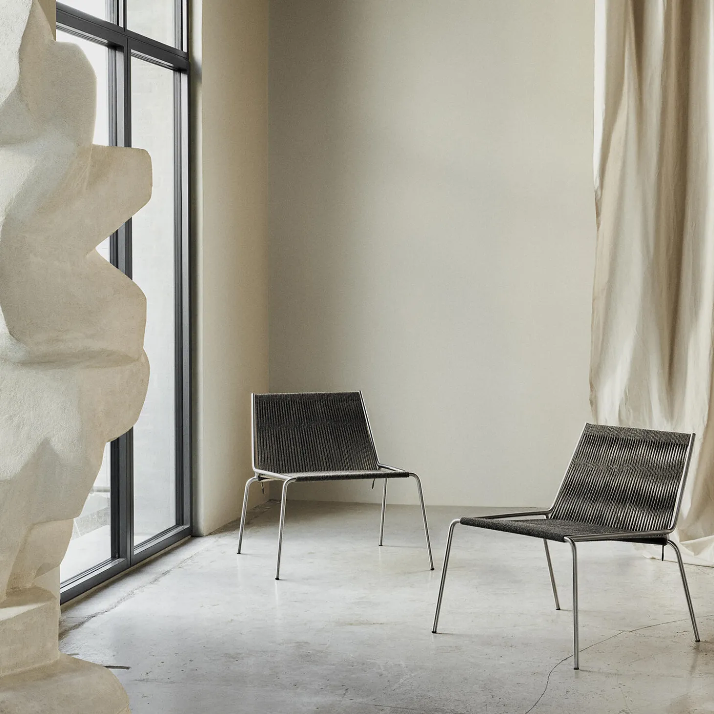 Noel Lounge Chair, steel/dark grey wool