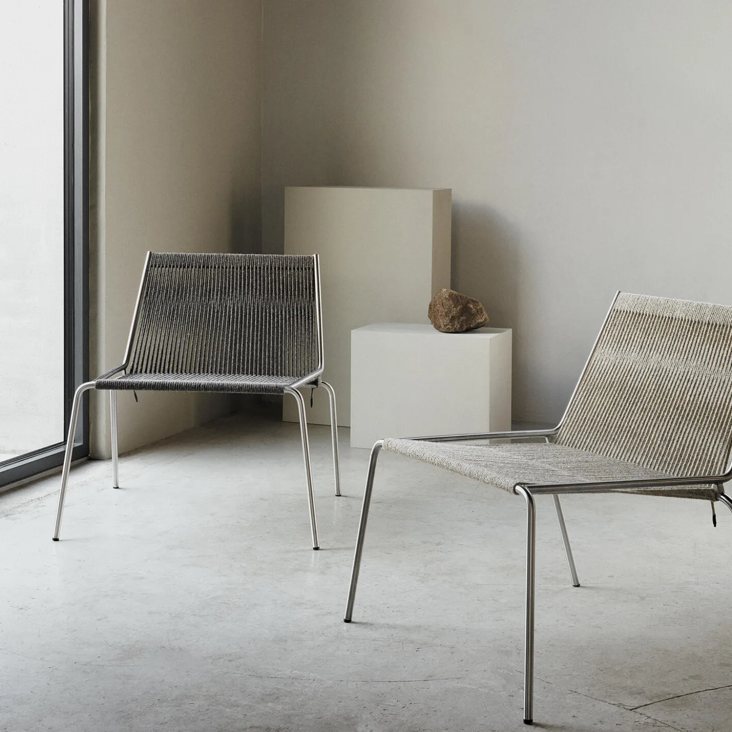 Noel Lounge Chair, steel/fair grey wool