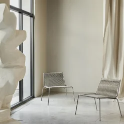 Noel Lounge Chair, steel/nature linen