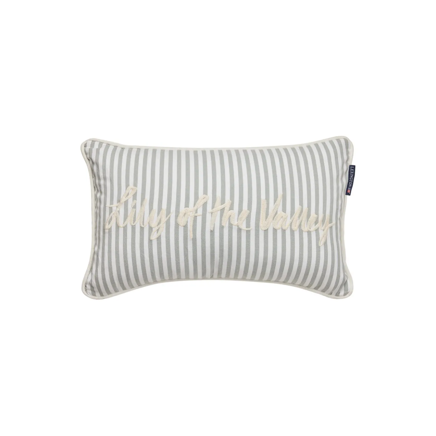 Organic Cotton Oxford Striped Cushion Cover, eucalyptus/white