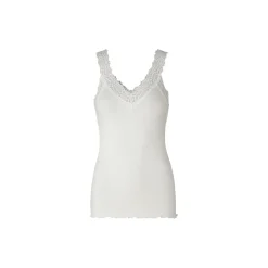 Organisk top med blonder, ivory