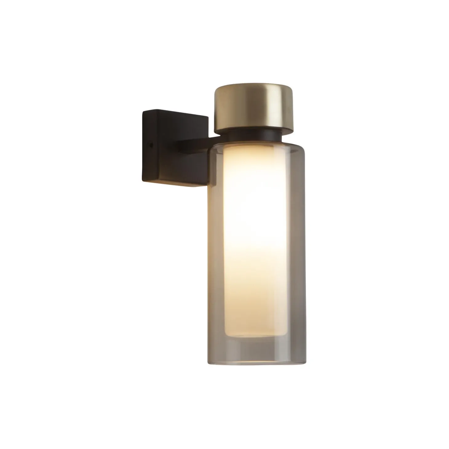 OSMAN væglampe, mat sort/børstet messing/røget glas