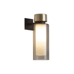 OSMAN væglampe, mat sort/børstet messing/røget glas