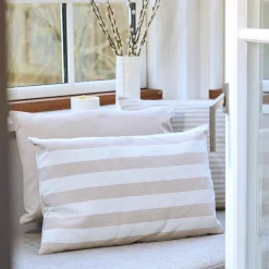 Outdoor Fine Stripe pude, beige