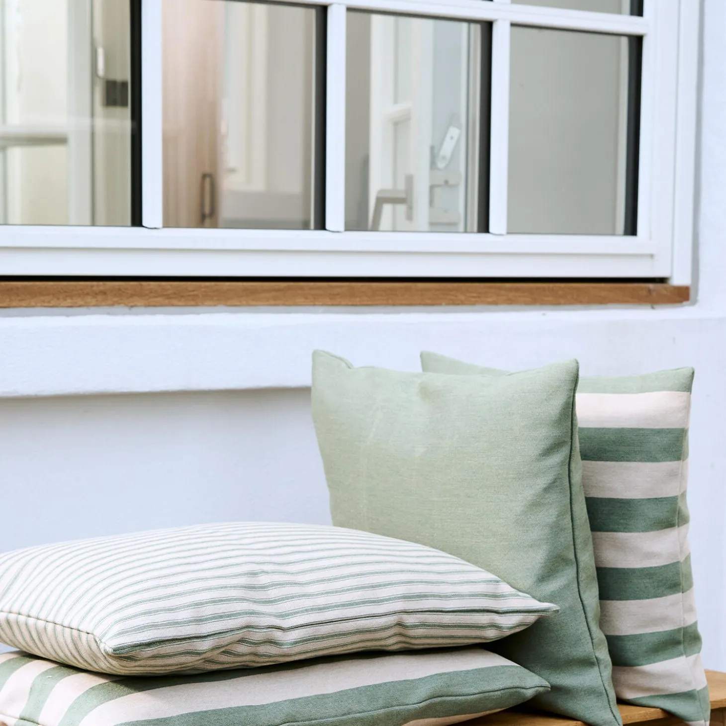 Outdoor Stripe pude, green