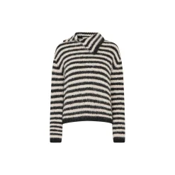 Packermd rollneck, black beige stripe