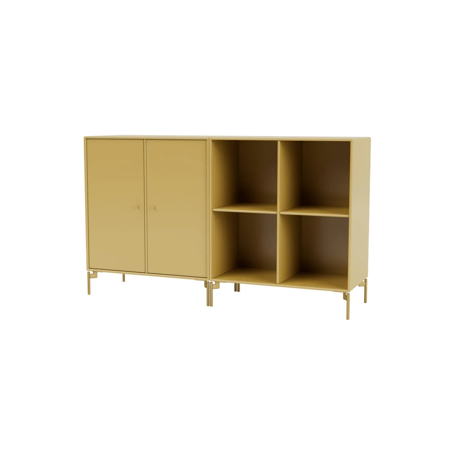 PAIR klassisk skænk med ben i messing, 157 cumin