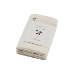 3-pak muslinstofble, cherry