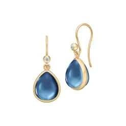 Paloma Earrings, gold/sapphire blue