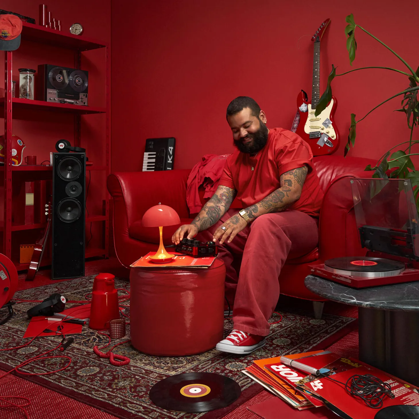 Panthella 160 Portable bordlampe, opaque coral