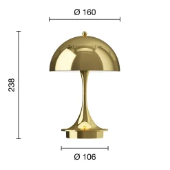 Panthella 160 Portable bordlampe, brass metallised