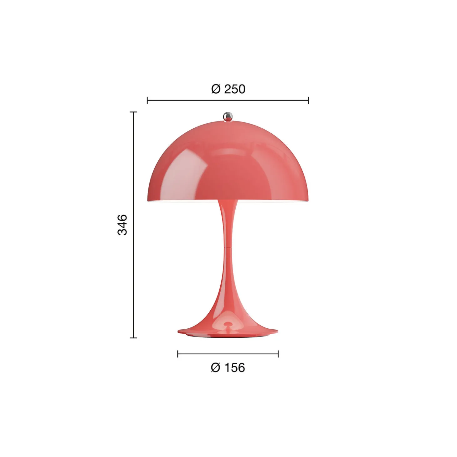Panthella 250 Portable bordlampe, opaque coral