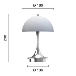 Panthella 160 Portable bordlampe, chrome opal grey