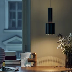 Pendant Light A110 “Hand Grenade”, black/brass-plated