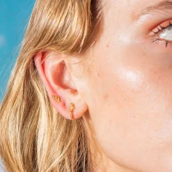 PENDULUM ØRERINGE, forgyldt/lysegul