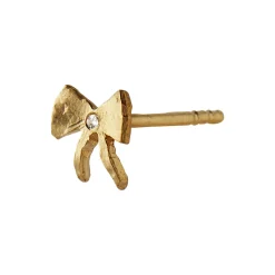 Petit Bow Earring with Stone Single, gold