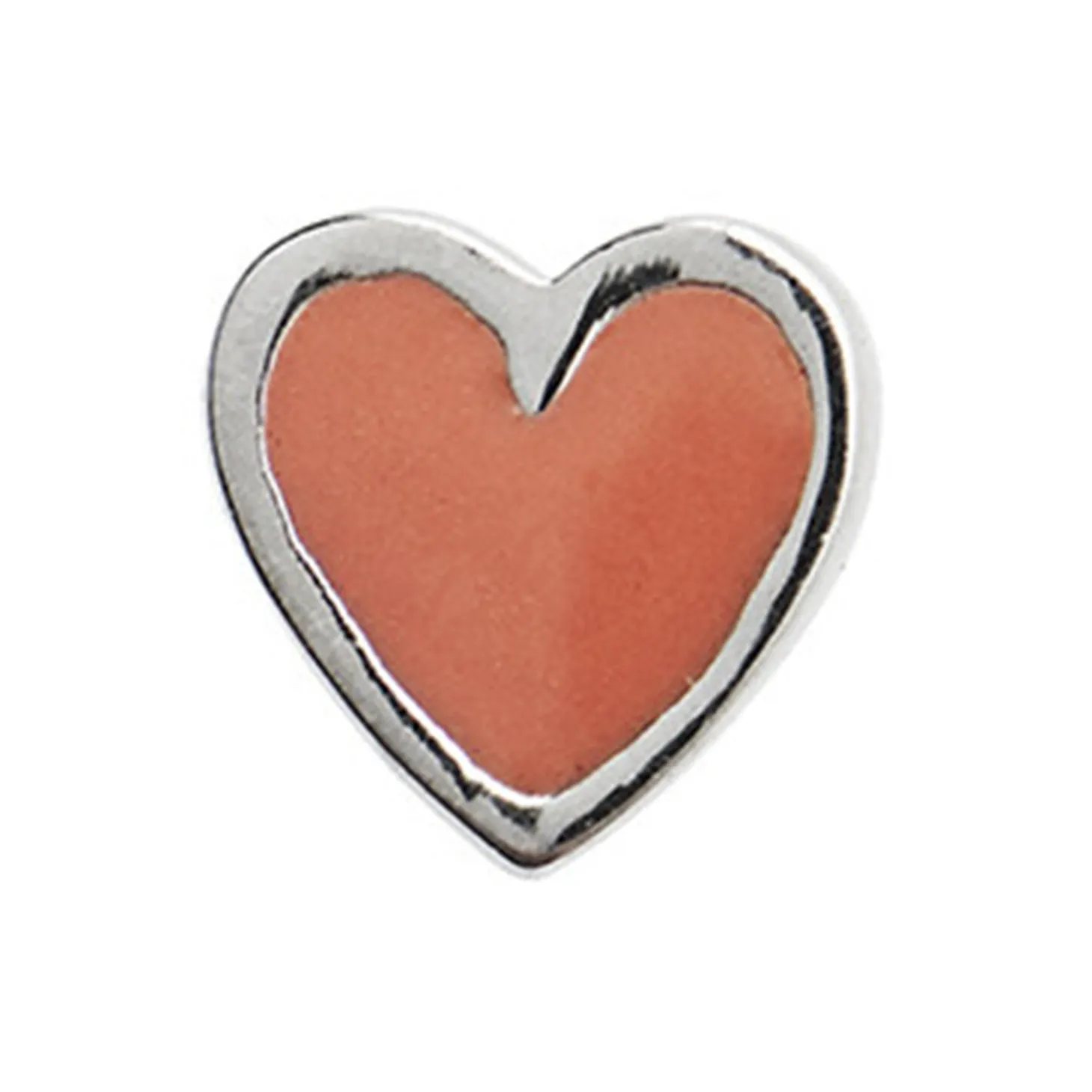Petit Love Heart Coral Enamel Single, silver