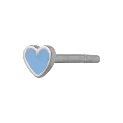 Petit Love Heart Light Blue Enamel Single, silver