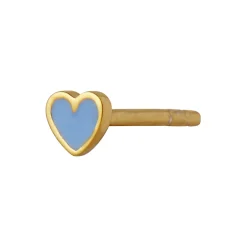 Petit Love Heart Light Blue Enamel Single, gold