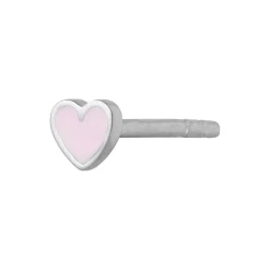 Petit Love Heart Light Pink Enamel Single, silver