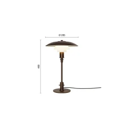 PH 3/2 bordlampe, aged brass/opal glass