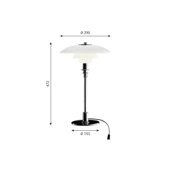 PH 3/2 bordlampe, high lustre chrome plated