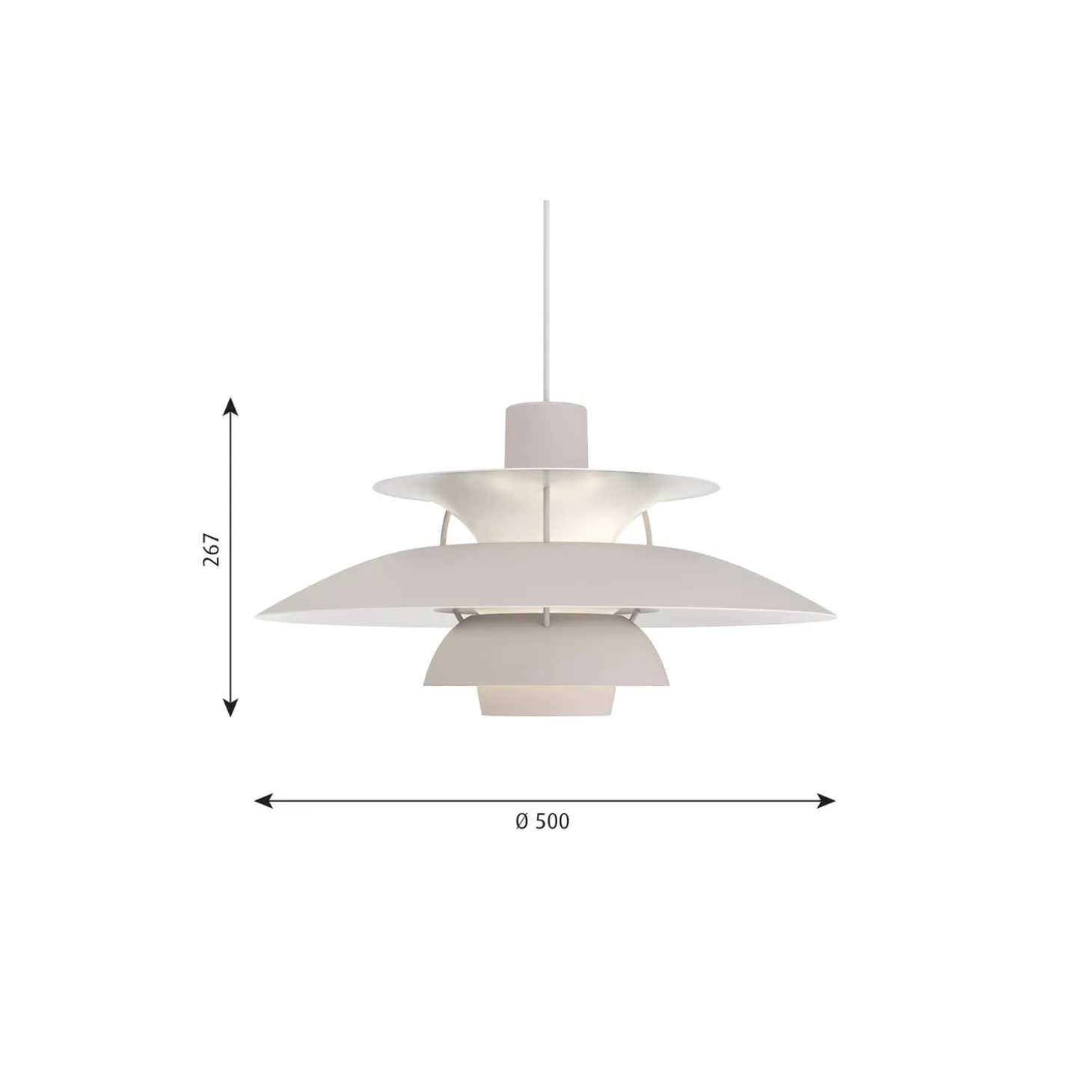 PH 5 Monochrome pendel, oyster grey