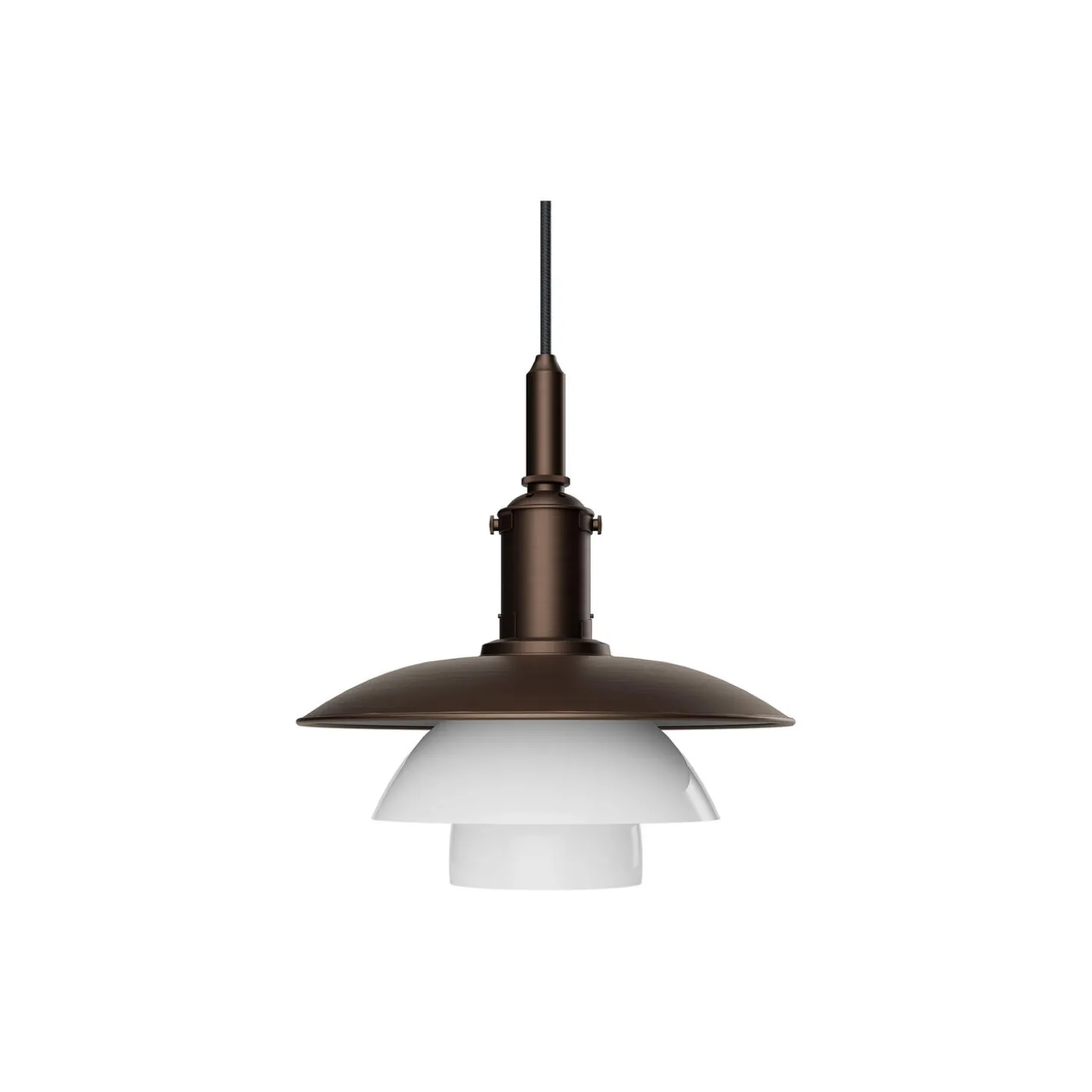 PH 3/3 pendel, aged brass/opal glass