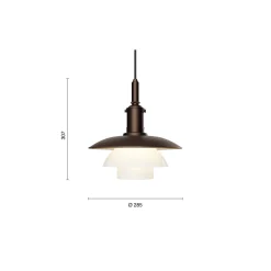 PH 3/3 pendel, aged brass/opal glass