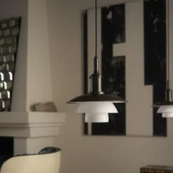 PH 3/3 pendel, aged brass/opal glass