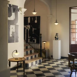 PH 3/3 pendel, aged brass/opal glass