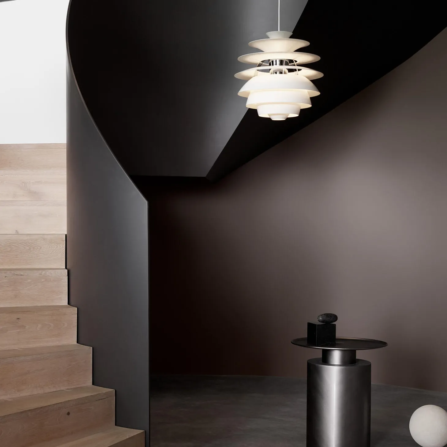 PH Snowball pendel, white/high lustre chrome plated