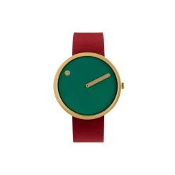 PICTO armbåndsur, dusty green/matt gold/ruby red